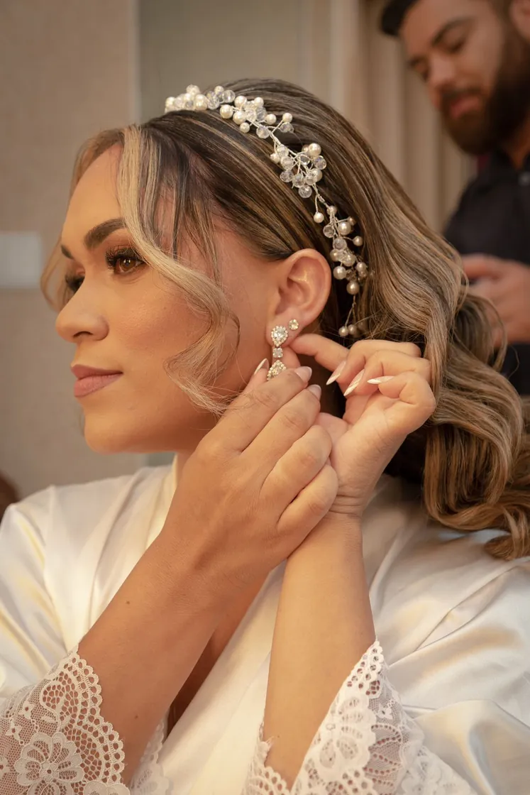 Penteado floral de noiva
